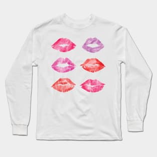 Kissing Lipstick Collage, Lips of Love Art Print Long Sleeve T-Shirt